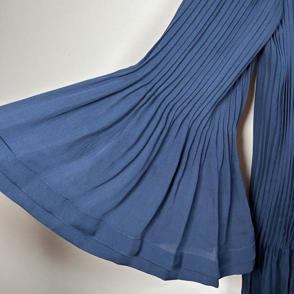 SACHIN & BABI Navy Blue Silk Pleated Long Sleeve Dress. Size 6 - Picture 6 of 9